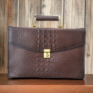 Vintage VENETO reptile skin leather briefcase style purse faux crocodile leather
